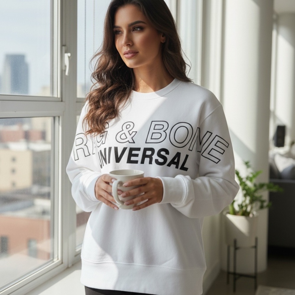 Rag & Bone White Graphic Sweatshirt